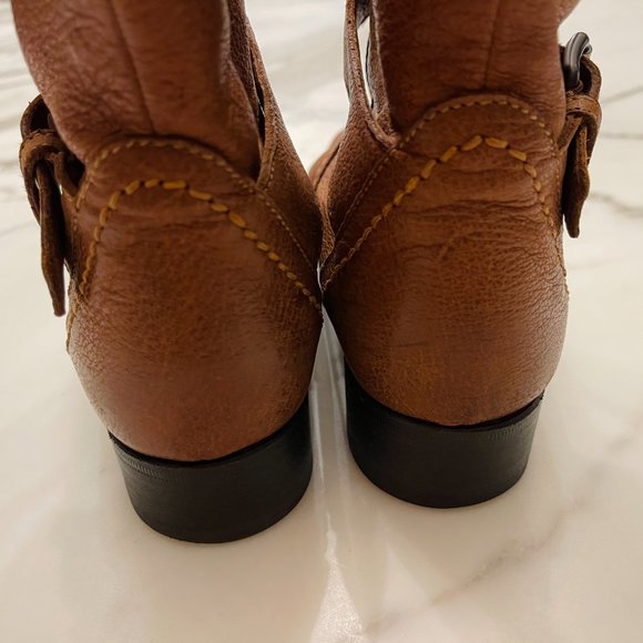 ❤️ PRADA DESIGNER ITALIAN LEATHER ANKLE CALF LOW CROSS BUCKLE BOOTS ITALY Y2K - Picture 6 of 15